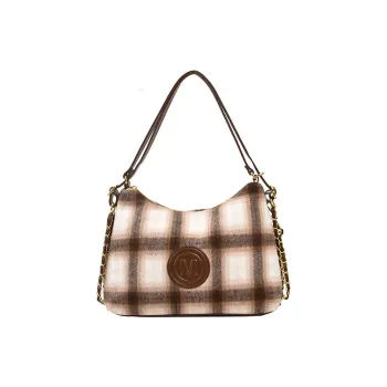 JANE KLAIN Vintage Wool Shoulder Bag Handbag Portable Tote Backpack Regular Women's Coffee/Green