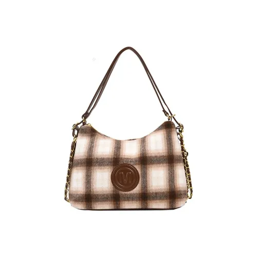 JANE KLAIN Vintage Wool Shoulder Bag Handbag Portable Tote Backpack Regular Women's Coffee/Green