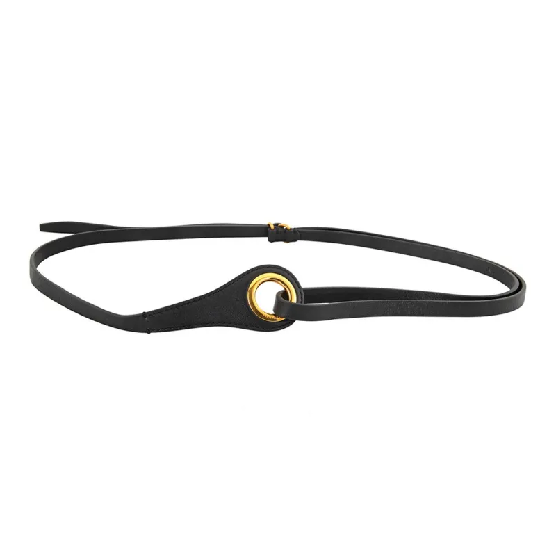 Burberry D-Shaped Ring Buckle Leather Belts Women's Black-1