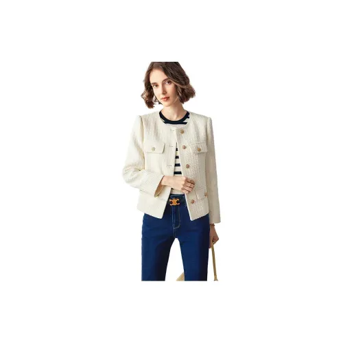 Famanxuan Jackets Women's Elegant White