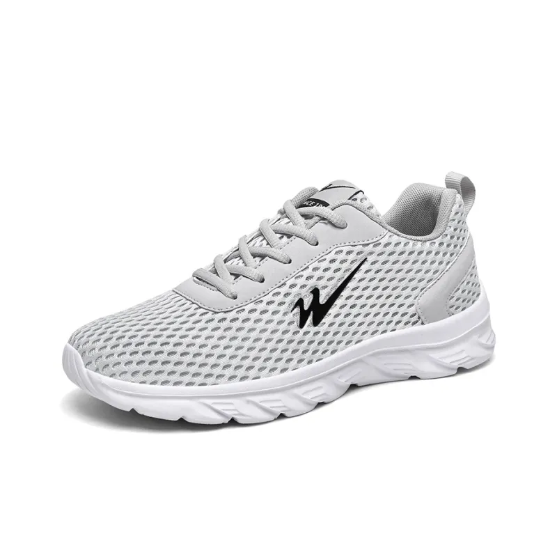 Binary Cushioning Rebound Lightweight Breathable Slip Resistant Low Top Running Shoes Men's Light Gray-1