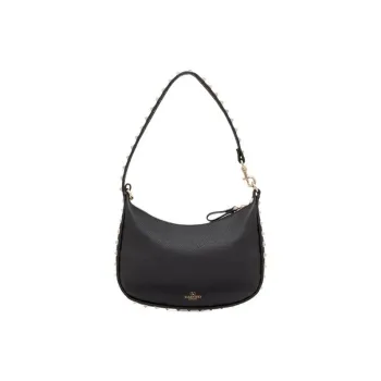 Valentino ROCKSTUD Grain Cow Leather Clutch Mini Women's Black