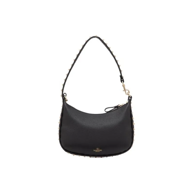 Valentino ROCKSTUD Grain Cow Leather Clutch Mini Women's Black-0