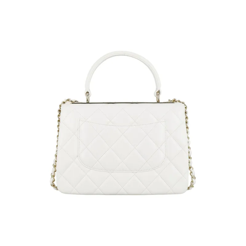 CHANEL Trendy Cc Lambskin Flap Bag, One Shoulder Handbag, Crossbody Bag Women's White-2