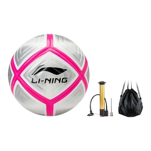 LiNing Size 5 Soccer PU Seamless Thermal-bonding Unisex Gray Pink