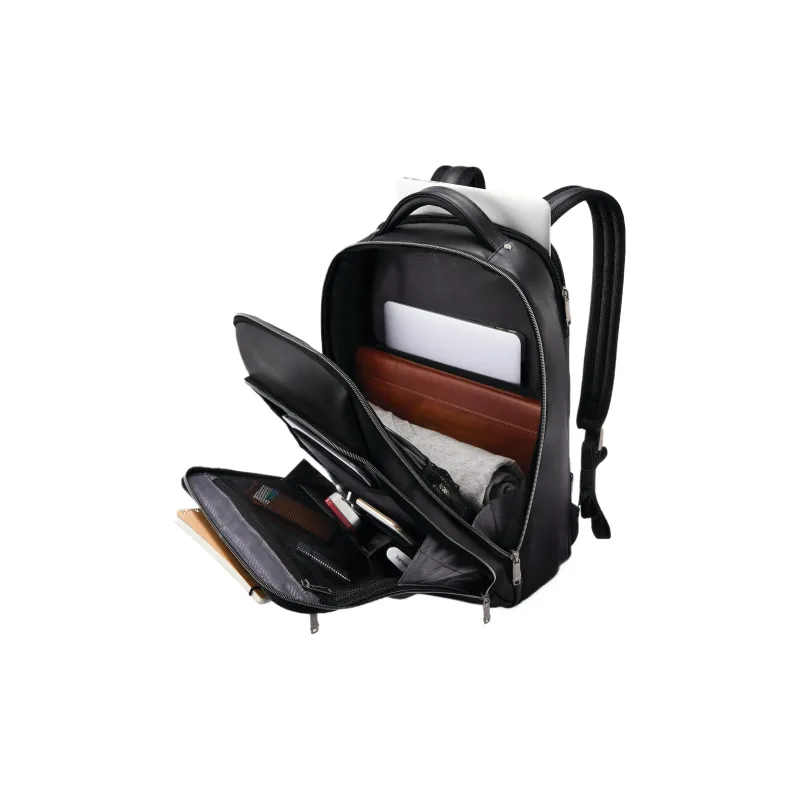 SAMSONITE Leather Laptop Backpack Men's Black-4