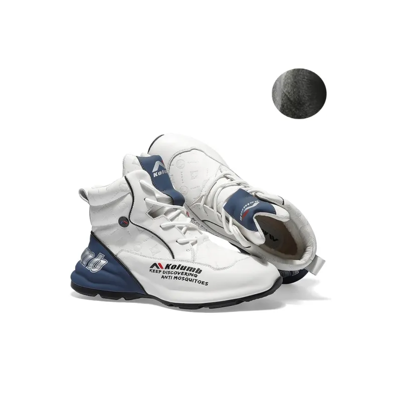 KOLUMB Cushioning Slip Resistant High Top Outdoor Shoes Men's White Blue-1