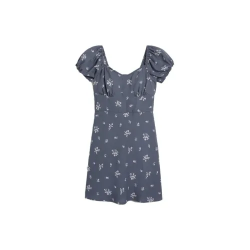 Hollister Short-Sleeved Dresses Women's Blue Floral Pattern