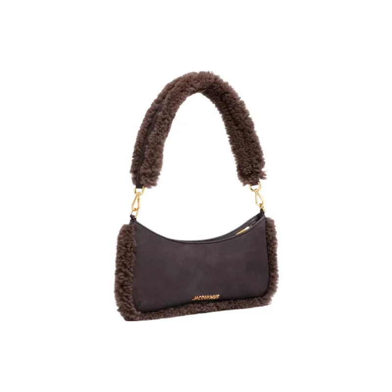 Jacquemus Le Bisou Shearling Handbag Shoulder Bag Women's Dark Brown-1