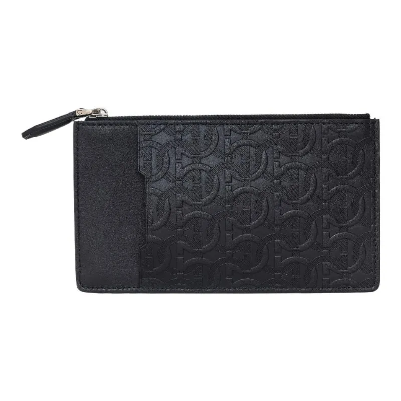 FERRAGAMO Cow Leather Cell Phone Pouch, Card Holder, Coin Purse Unisex Black-6