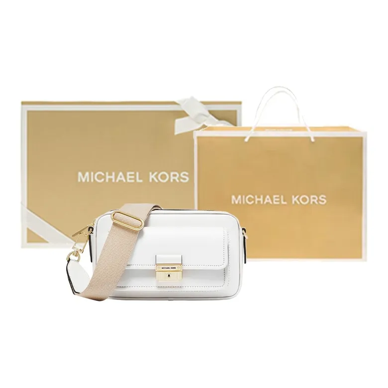 MICHAEL KORS Bradshaw Cow Leather Shoulder Bag Medium Size Women's White-8