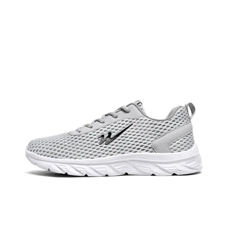 Binary Cushioning Rebound Lightweight Breathable Slip Resistant Low Top Running Shoes Men's Light Gray-0