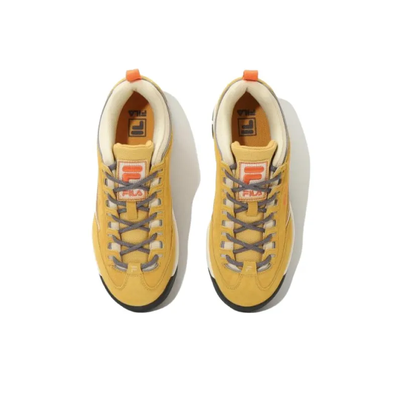 FILA Cushioning Wear Resistant Low Top Chunky Sneakers Unisex Beige Yellow-3