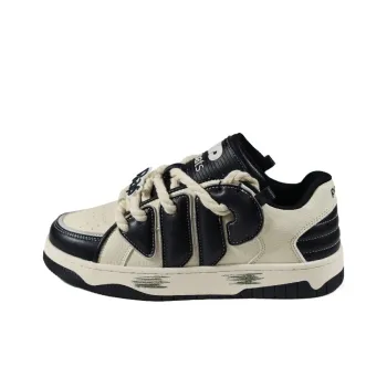 POATS Anti-Slip Wear-Resistant Mid-Top Skateboard Shoes Unisex Black White