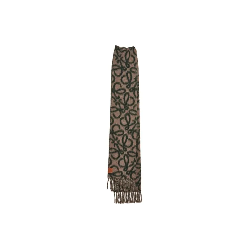 LOEWE Knit Scarves Unisex Brown Green-1