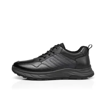 Strongman 3515 Sports Leather Shoes For Men-Winter Warm Black Commute