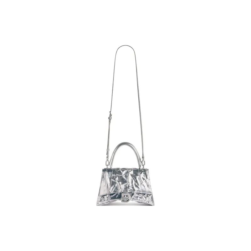 Balenciaga Hourglass Lambskin Hourglass Bag Shoulder Bag Crossbody Bag Handbag Small Size Women's Silver-1