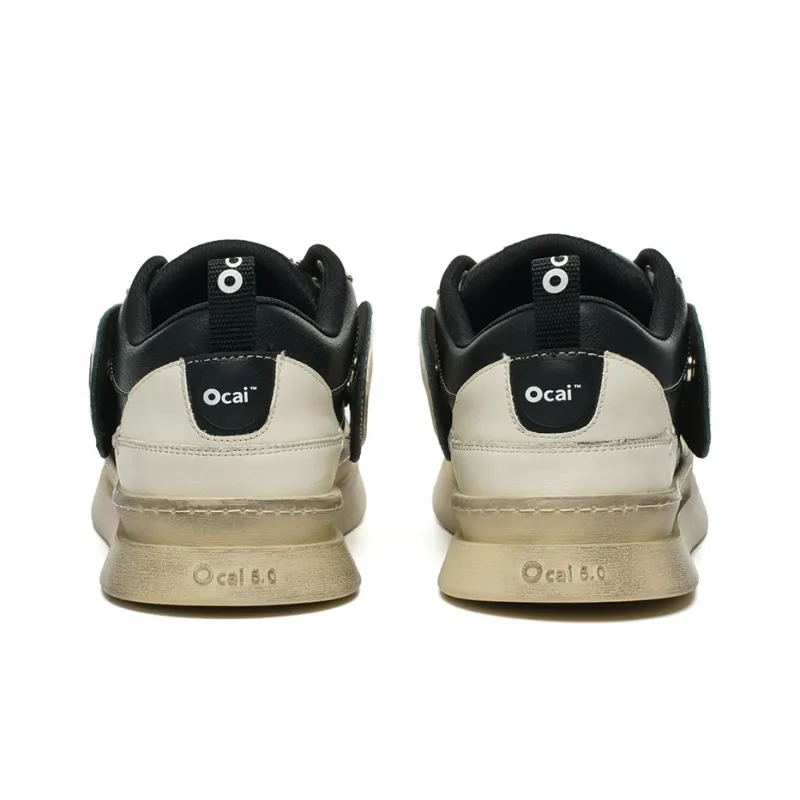 Ocai Anti Slip And Wear Resistant Height Increasing Low Top Skateboard Shoes Unisex Black White-2