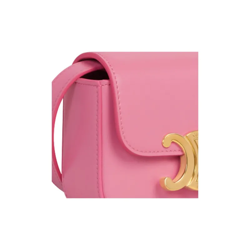 CELINE Triomphe Arc De Triomphe Shiny Cow Leather Shoulder Bag, Crossbody Bag Mini Women's Pink-5