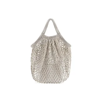 Balenciaga Sheepskin Mesh Bag Handbag Small Size Women's Silver