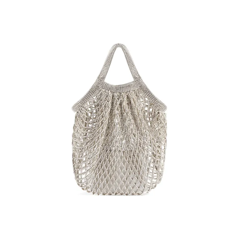 Balenciaga Sheepskin Mesh Bag Handbag Trumpets Women's Silver-0