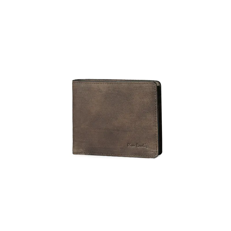 PIERRE CARDIN Top Grain Cow Leather Card Holder, Wallet Men's Gray/Yellow-5