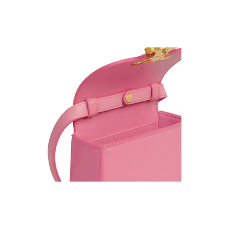 CELINE Triomphe Arc De Triomphe Shiny Cow Leather Shoulder Bag, Crossbody Bag Mini Women's Pink-6
