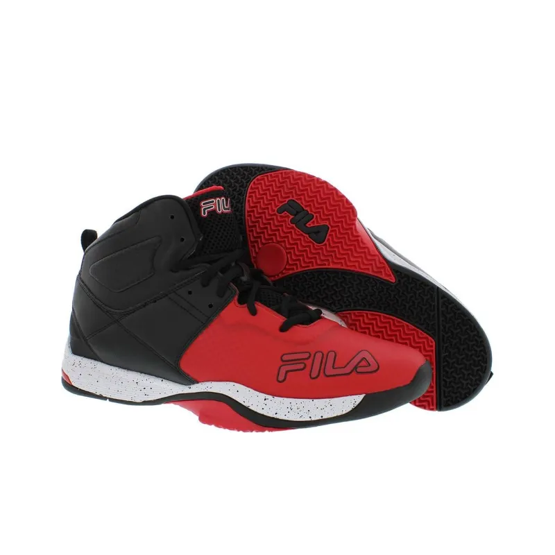 FILA Wear resistant And Lightweight Mid Top Casual Shoes Men's Black Red-3