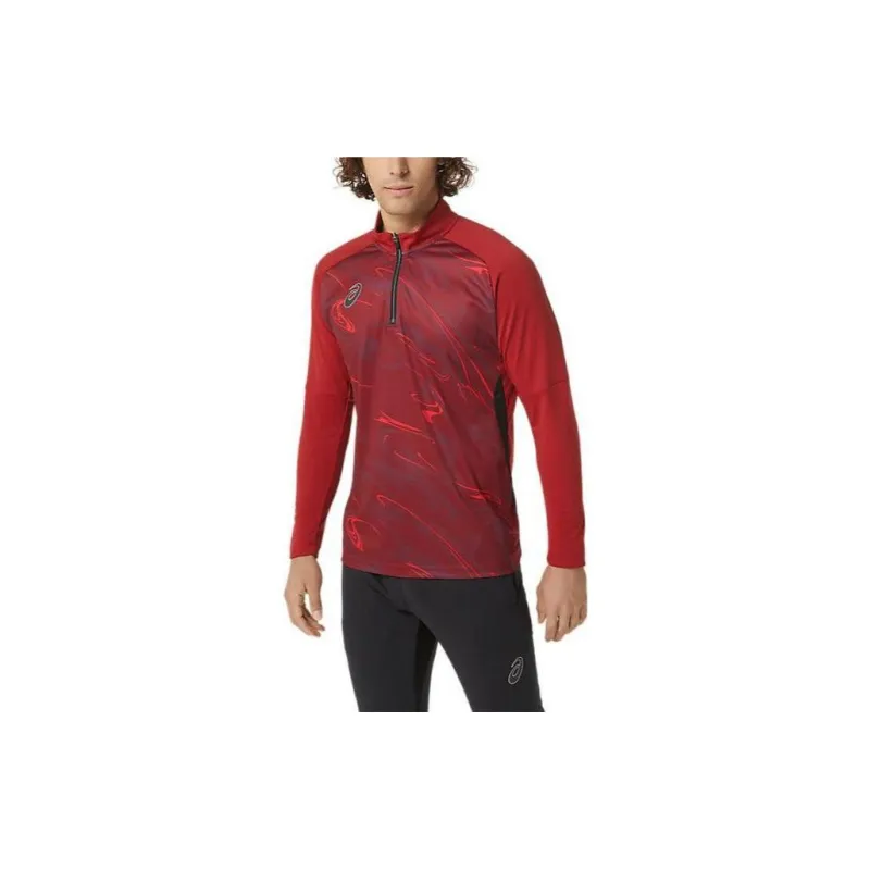 Asics Stretch Half Zip Training Jackets Men Red-2