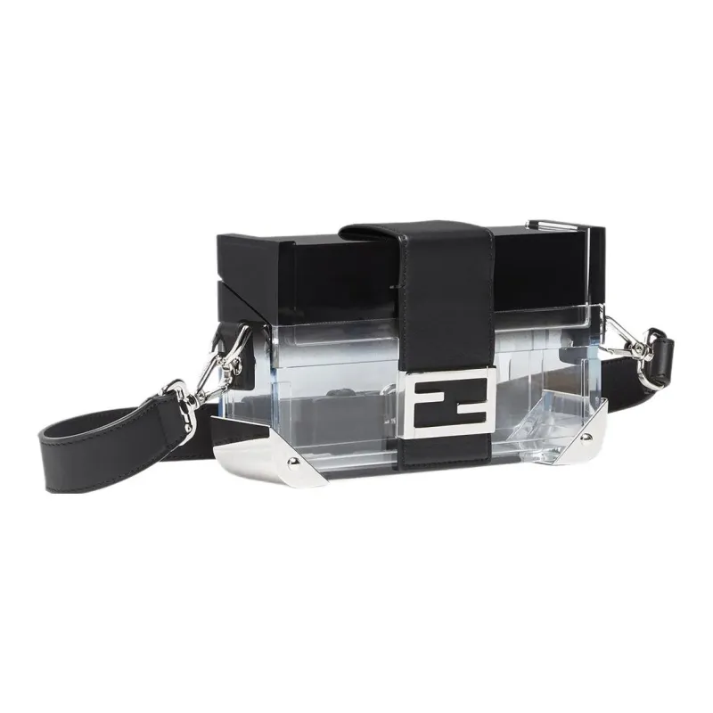 FENDI Baguette Plexiglass Baguette Box Bag Shoulder Bag Crossbody Bag Mini Men's Black-1