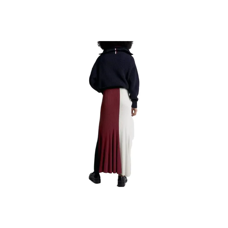 Tommy Hilfiger FW23 Colorblock Ribbed Maxi Skirt Dresses Skirts Casual Long Skirts Women's Blue-1