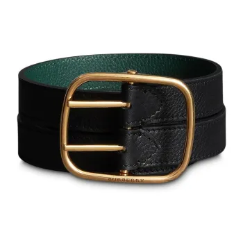 Burberry Solid Color Decoration Pin Buckle Leather Belts Women's Black