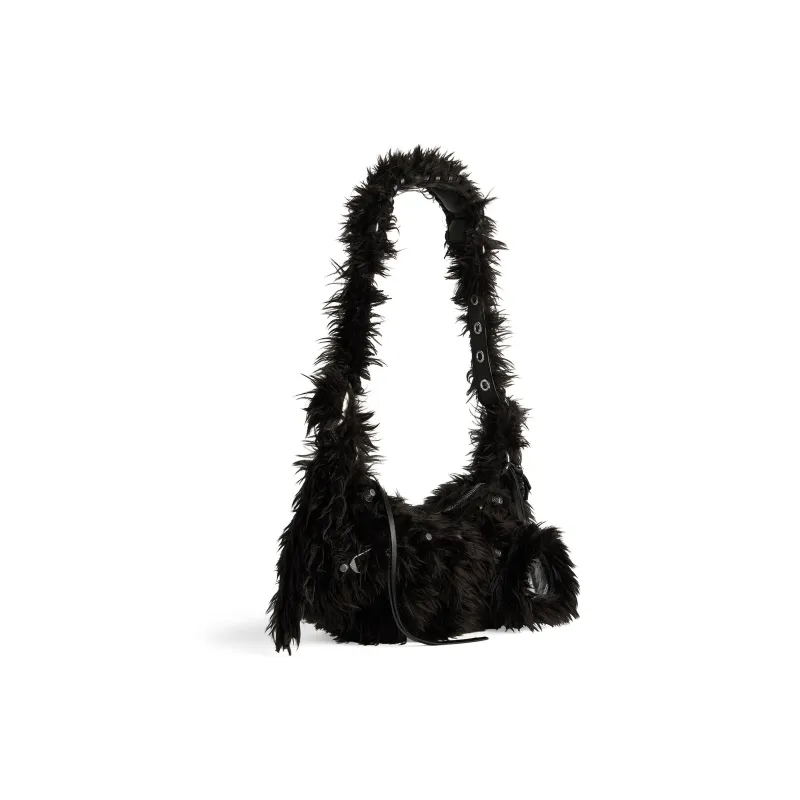 Balenciaga Le Cagole Faux Fur Handbag Shoulder Bag Mini Women's Black-1