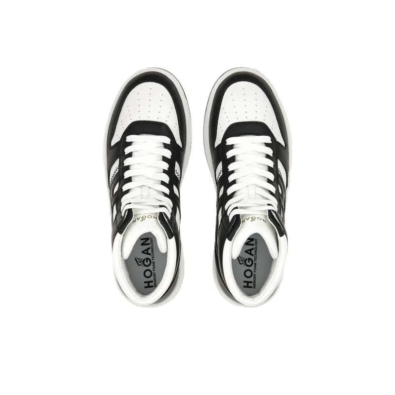 HOGAN H630 High Top Skateboard Shoes Men's White Black-4