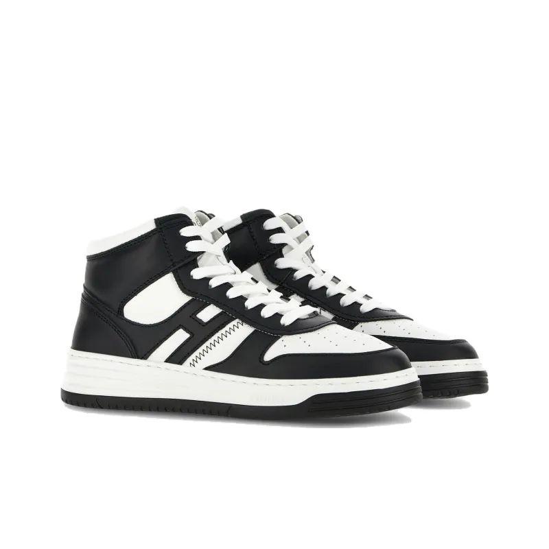 HOGAN H630 High Top Skateboard Shoes Men's White Black-2