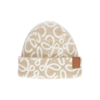 LOEWE Wool Polyamide Beanies Women's Ecru/Gray