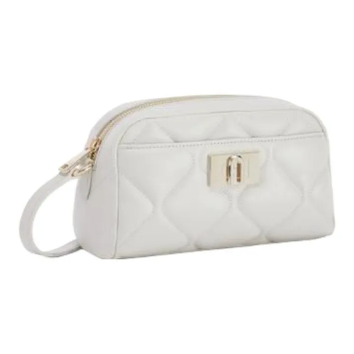 Furla 1927 Collection Quilted Nappa Leather Shoulder Bag Crossbody Bag Mini Women's Cotton Candy White-1