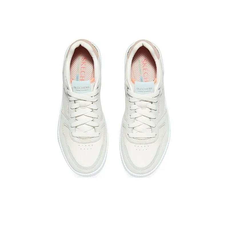 Skechers Court Classics Slip-Resistant Low-Top Skateboard Shoes Women's White Silver Pink-2