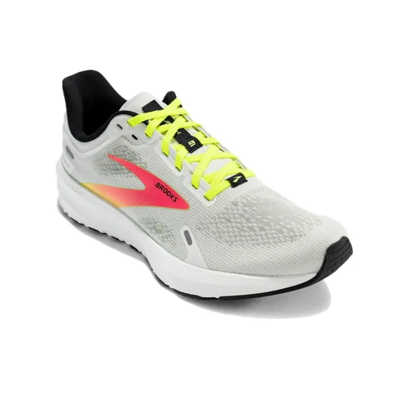 Brooks Launch 9 Anti-Slip Wear-Resistant Low-Top Sprint Running Shoes Men's Gray Pink Green-2