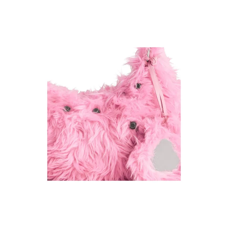 Balenciaga Le Cagole Faux Fur Handbag Shoulder Bag Mini Women's Pink-4