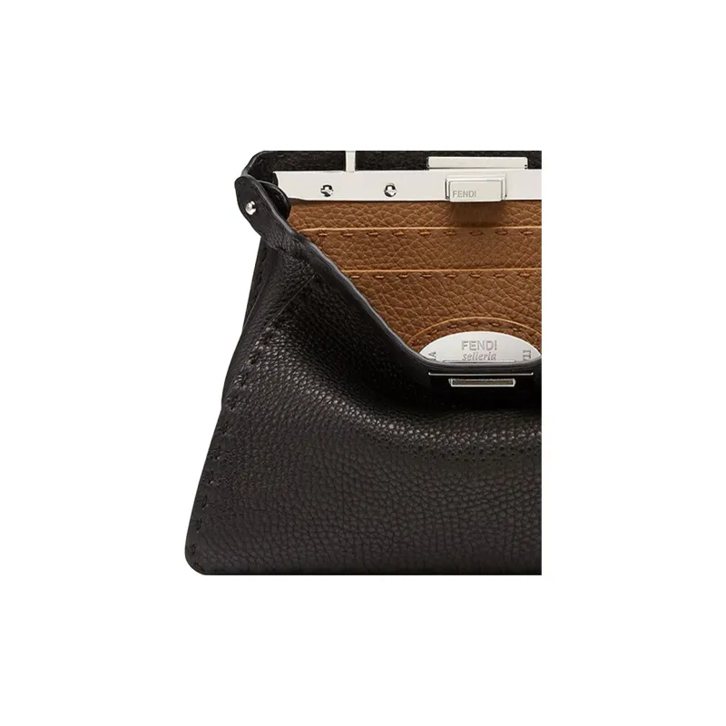 FENDI Peekaboo ISeeU Calfskin Trunk Bag, Shoulder Bag, Crossbody Bag, Handbag Trumpets Women's Black-5