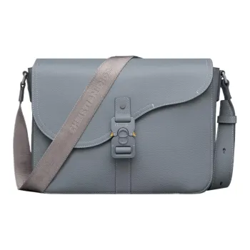 DIOR Grained Calfskin Saddle Bag, Messenger Bag, Shoulder Bag, Crossbody Bag Men's Gray