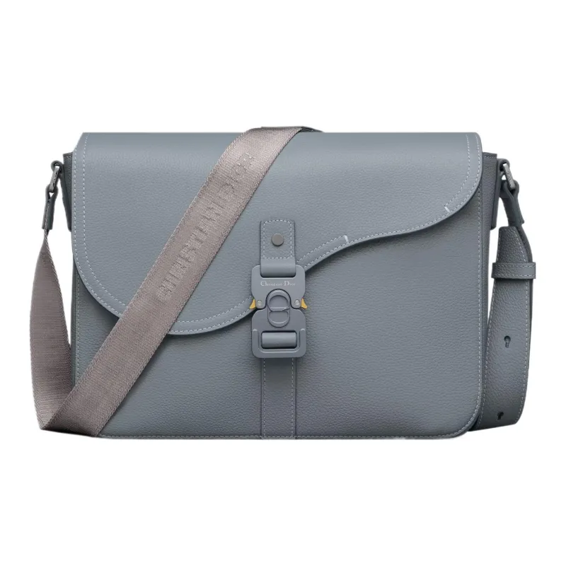 DIOR Grained Calfskin Saddle Bag, Messenger Bag, Shoulder Bag, Crossbody Bag Men's Gray-0