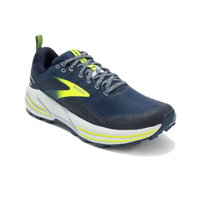 Brooks Cascadia 16 Anti Slip Wear Resistant Low Top Slip Resistant Casual Men's Gray Blue Yellow-1