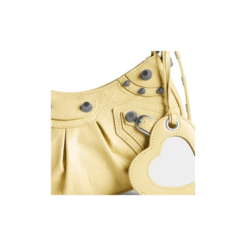 Balenciaga Le Cagole Sheepskin Handbag Shoulder Bag Mini Women's Light Yellow-4