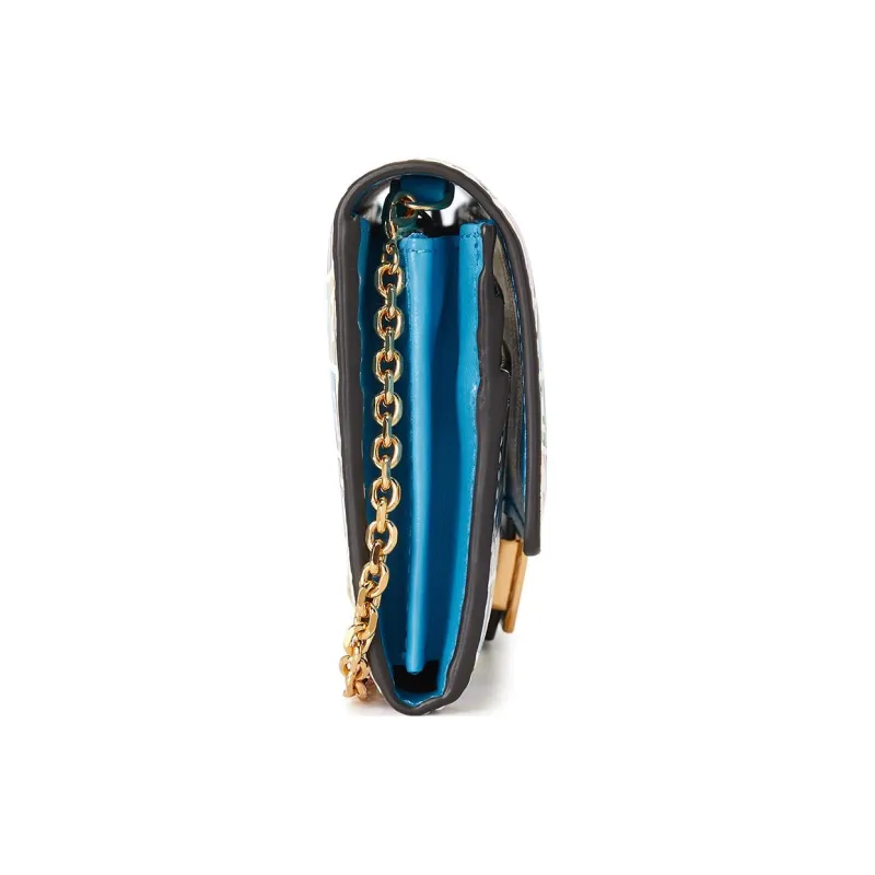 FENDI Baguette Calfskin Wallet, Baguette Bag, Shoulder Bag, Crossbody Bag Regular Women's Blue/Multicolor-3