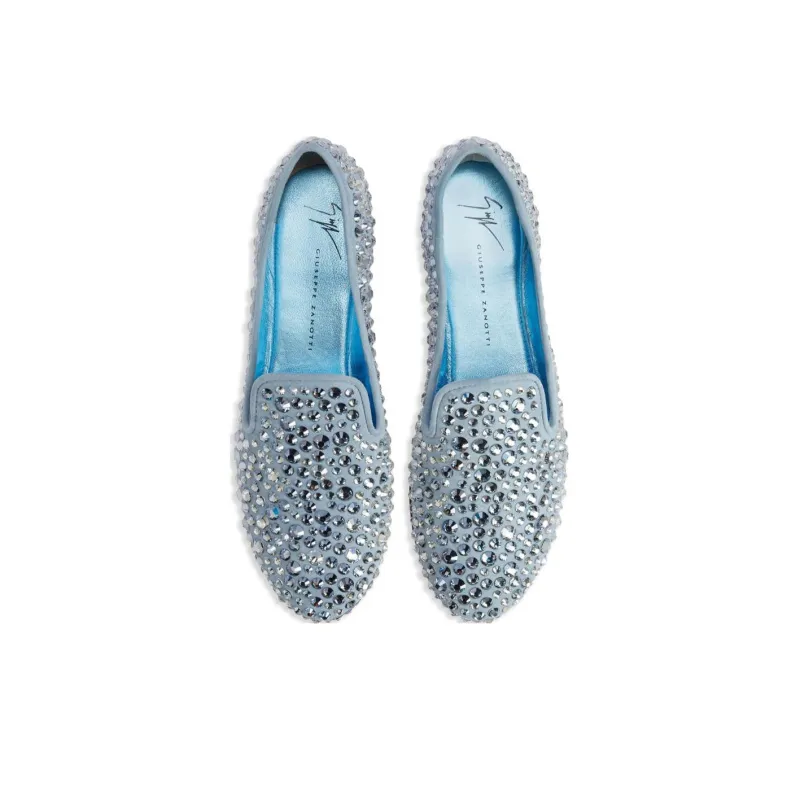 Giuseppe Zanotti Evangeline Rhinestone embellished Suede Loafers Women's-4