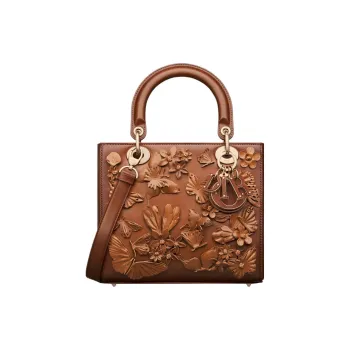 DIOR Lady Dior Cow Leather Dior Bag Shoulder Bag Crossbody Bag Handbag Medium Size Women's Brown