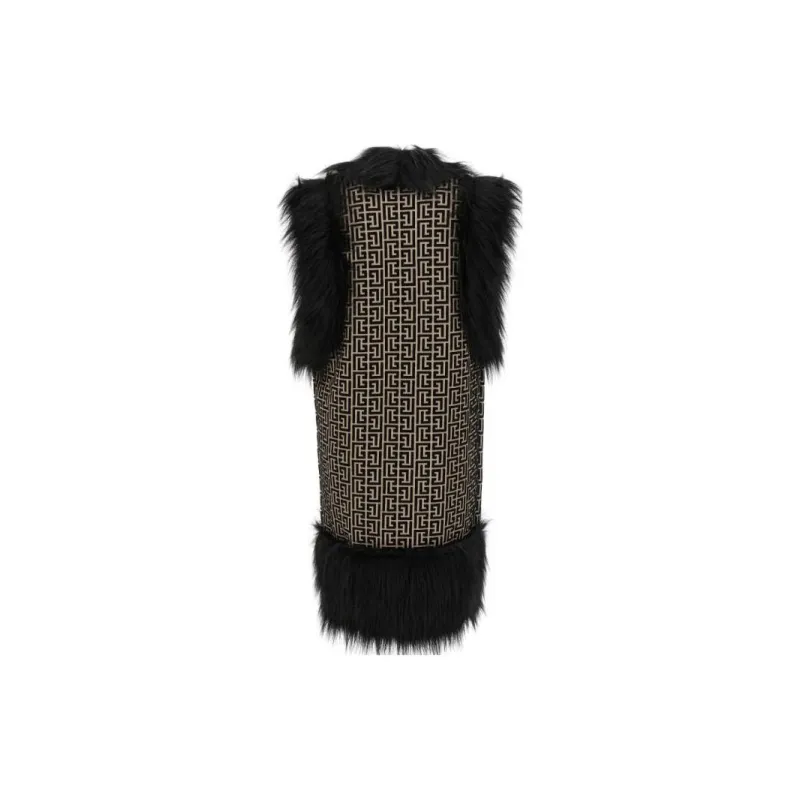 BALMAIN Monogram Patterned Long Knit Vest-1