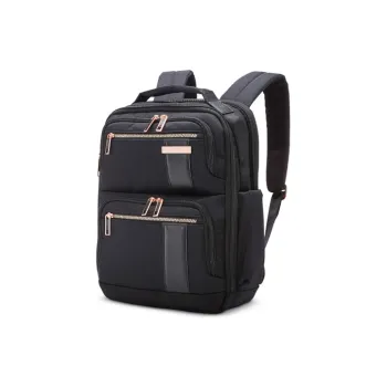SAMSONITE Nylon Backpack Women's Black With Rose Gold Accents